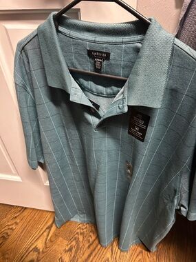 Van Heusen Men's Teal Windowpane Polo Shirt